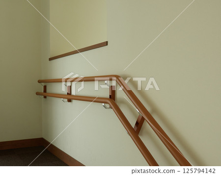 Barrier-free handrails for the disabled inside a Japanese building 125794142