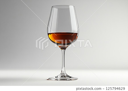 Elegant Wine Glass filled with red wine on white background. 125794629