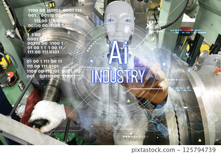 The concept of industry using AI to replace people, Industry 5.0 or green industry 125794739
