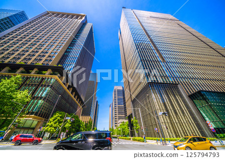 Tokyo cityscape in Japan: A view of office buildings from the intersection in front of Otemachi Station (May 3rd) 125794793