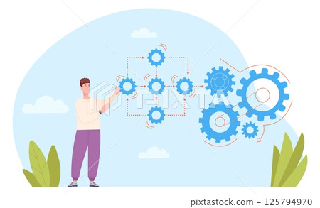Implementation process.Business implement strategy, idea integration work flow project cogwheel formation development performance concept agile methodology vector illustration Implementation process.Business implement strategy, idea integration work flow project cogwheel formation development performance concept agile methodology vector illustration 125794970