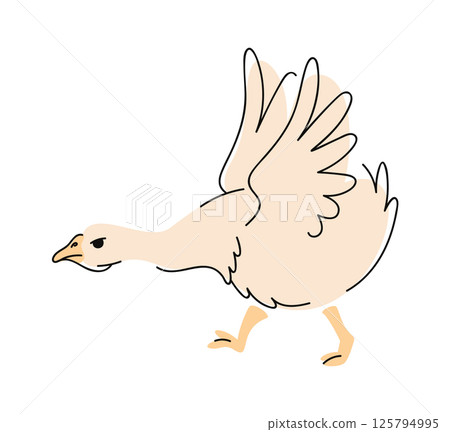Goose attacking hand drawn doodle Goose attacking hand drawn doodle 125794995