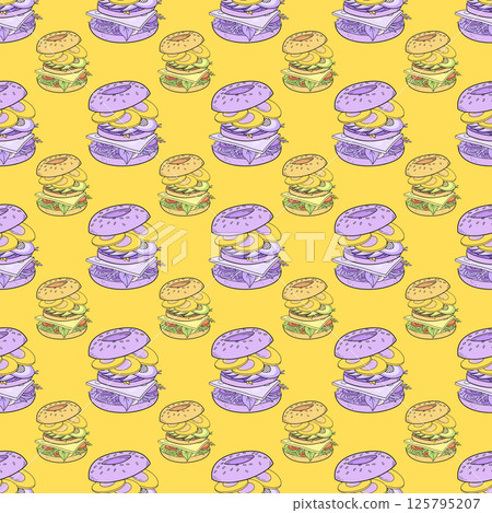 seamless background with different hamburger. seamless background with different hamburger. 125795207