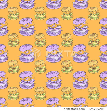 seamless background with different hamburger. seamless background with different hamburger. 125795208