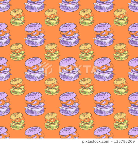 seamless background with different hamburger. seamless background with different hamburger. 125795209