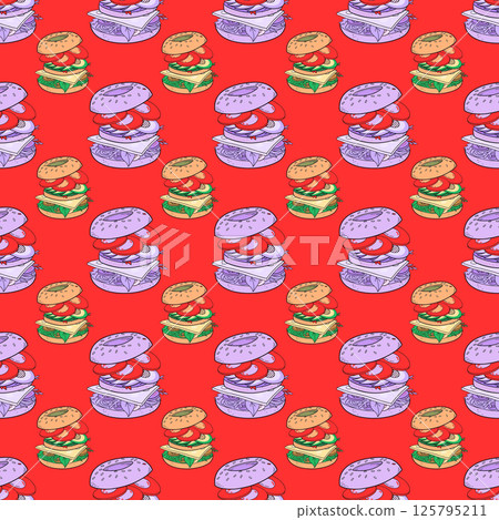 seamless background with different hamburger. 125795211