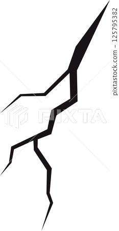 Abstract image showcasing a stylized, angular crack against a solid, dark background, creating a stark visual contrast and implying tension. 125795382