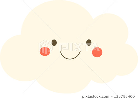 Cute Cloud with a Smiling Face. Cartoon drawing of a fluffy cloud with a happy expression. Smiling weather symbol. Cute Cloud with a Smiling Face. Cartoon drawing of a fluffy cloud with a happy expression. Smiling weather symbol. 125795400
