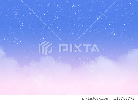 Sparkling starry sky and clouds background illustration blue pink purple gradation Sparkling starry sky and clouds background illustration blue pink purple gradation 125795772