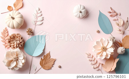 落葉背景素材萬聖節框架 125796101