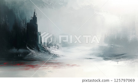 神秘薄霧籠罩的夢幻風景藝術背景 125797069