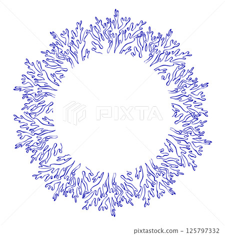 Coral Frame line sketches Mediterranean sea 125797332