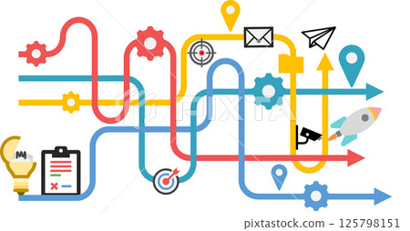 實現目標的路線圖插圖 125798151