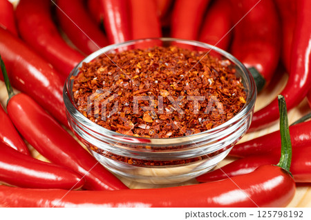 Dried Chili Seasoning with Fresh Chili Peppers 125798192
