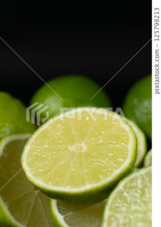 Healthy Lime Halves with Vibrant Color 125798213