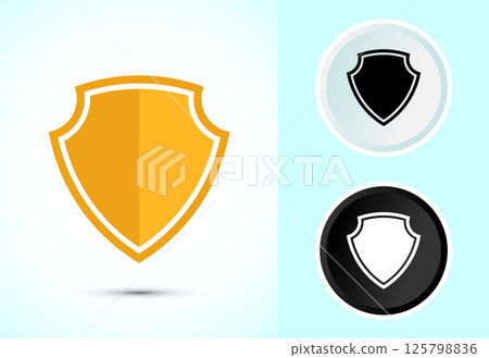 Shield icon design illustration. Security, protection sign symbol in color, black and white Shield icon design illustration. Security, protection sign symbol in color, black and white 125798836