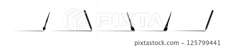 Cartoon paintbrush with brush stroke. Black paint brush logo. Vector 125799441