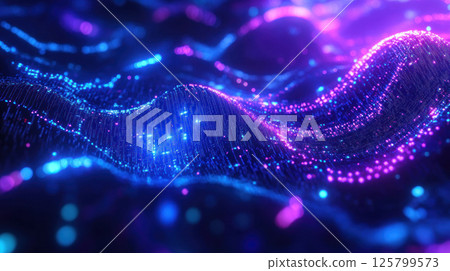Abstract glowing particles forming vibrant waves. Abstract glowing particles forming vibrant waves. 125799573