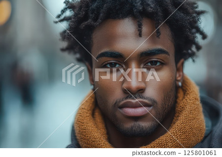 Trendy guy with scarf in the city 125801061