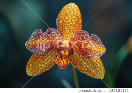 Beautiful orchid flower with water droplets 125801161
