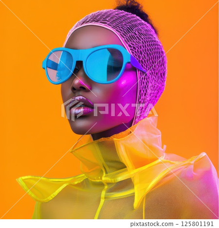 Vibrant fashion portrait in bold colors 125801191