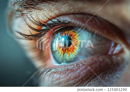 Close up view of a human eye with vibrant colors Close up view of a human eye with vibrant colors 125801290