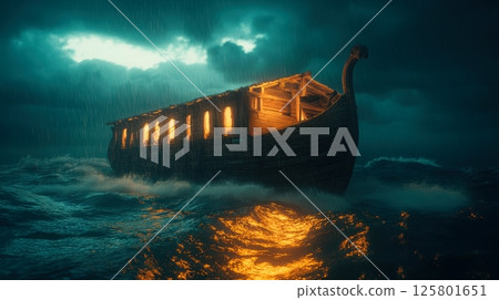 Noah Ark on Stormy Seas 125801651