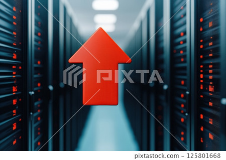 Data Upload Symbol in Server Room 125801668