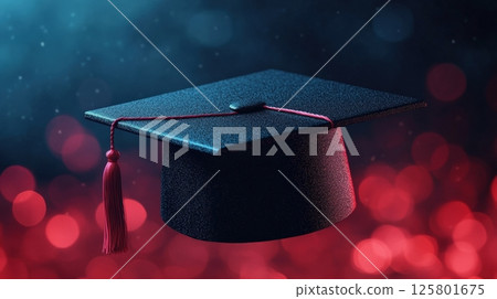 Graduation cap on sparkling 125801675