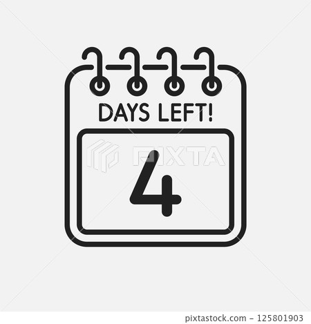 Countdown daily page calendar icon - 4 days left Countdown daily page calendar icon - 4 days left 125801903