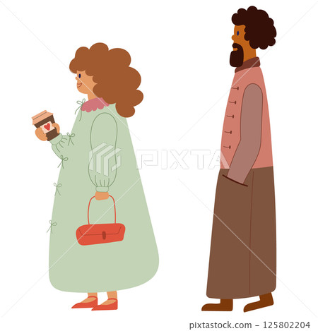Set of two characters, female and male. Couple set. Relationship. International Set of two characters, female and male. Couple set. Relationship. International 125802204