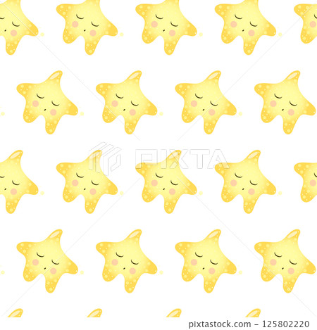 Seamless pattern with cute kawaii sleeping star. 125802220