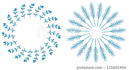 Blue flowers round frames. Simple flowers. Blue flowers round frames. Simple flowers. 125802404