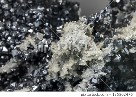 Close-up of a natural galena crystal formation showcasing delicate textures 125802476