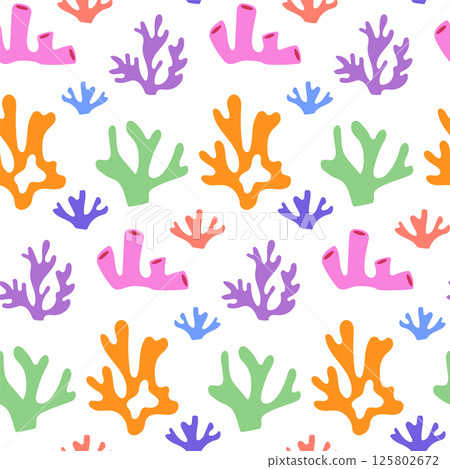 Colorful coral seamless pattern on white background Colorful coral seamless pattern on white background 125802672