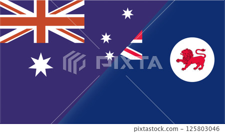 Flag of Australia and Australian state Tasmania. Two Flag Together Flag of Australia and Australian state Tasmania. Two Flag Together 125803046