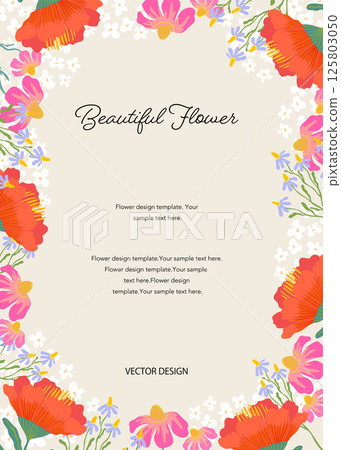 Elegant floral design templates. Beautiful borders, frames in vibrant colors 125803050