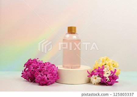 Spa and wellness composition with aromatic rose water and hyacinths, aromatherapy and skin care, lifestyle and organic cosmetics concept, spa salon advertising and business card,elegant beauty concept 125803337