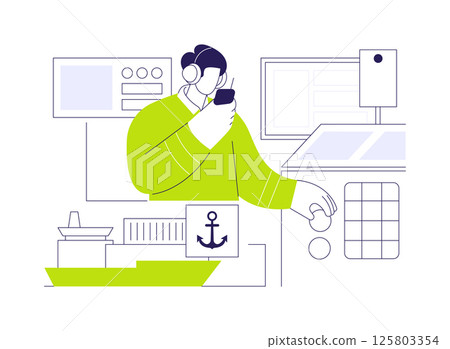 Ship engineer abstract concept vector illustration. 125803354