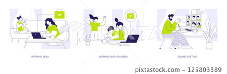Home office isolated cartoon vector illustrations se 125803389