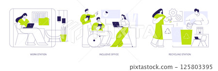 Office design and interior isolated cartoon vector illustrations se 125803395