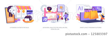 AI and Digital Tools for Sales abstract concept vector illustrations. AI and Digital Tools for Sales abstract concept vector illustrations. 125803397