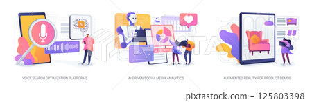 AI and AR for Marketing Innovation abstract concept vector illustrations. 125803398