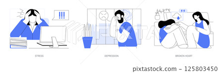 Emotional problems isolated cartoon vector illustrations se 125803450