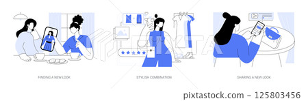 Creating new look isolated cartoon vector illustrations se 125803456