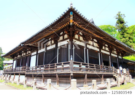 Nara - The National Treasure Buddhist Hall "Hokke-do" also known as Sangatsu-do 125803549