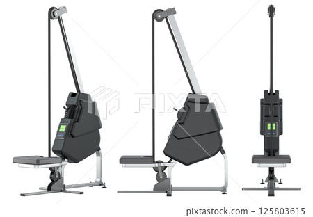 Rope Trainer Machines different front, side views. 3D rendering Rope Trainer Machines different front, side views. 3D rendering 125803615