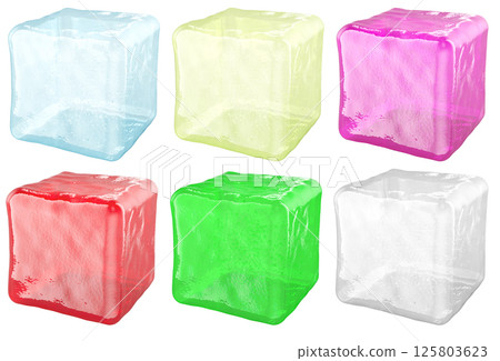 Colored Ice Cubes, 3D rendering 125803623