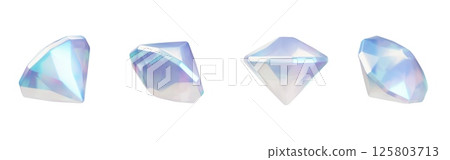 Diamond 3D view from different angles vector icons set, realistic gem stone shine and sparkle effect, dazzling jewelry Diamond 3D view from different angles vector icons set, realistic gem stone shine and sparkle effect, dazzling jewelry 125803713