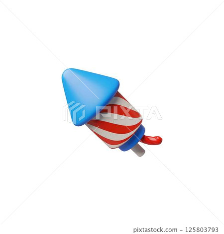 3D vector illustration of firecracker with American flag color. 125803793